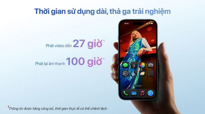 iPhone 16 Plus có thể phát video liên tục kéo dài lên đến 27 giờ